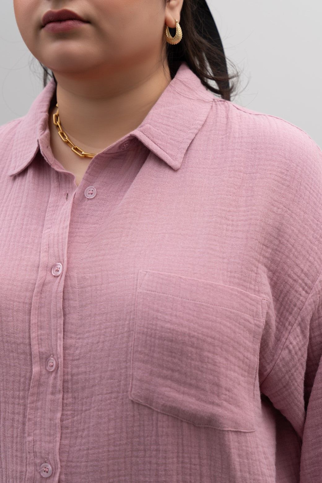 DIRTY PINK CURVE MUSLIN SHIRT