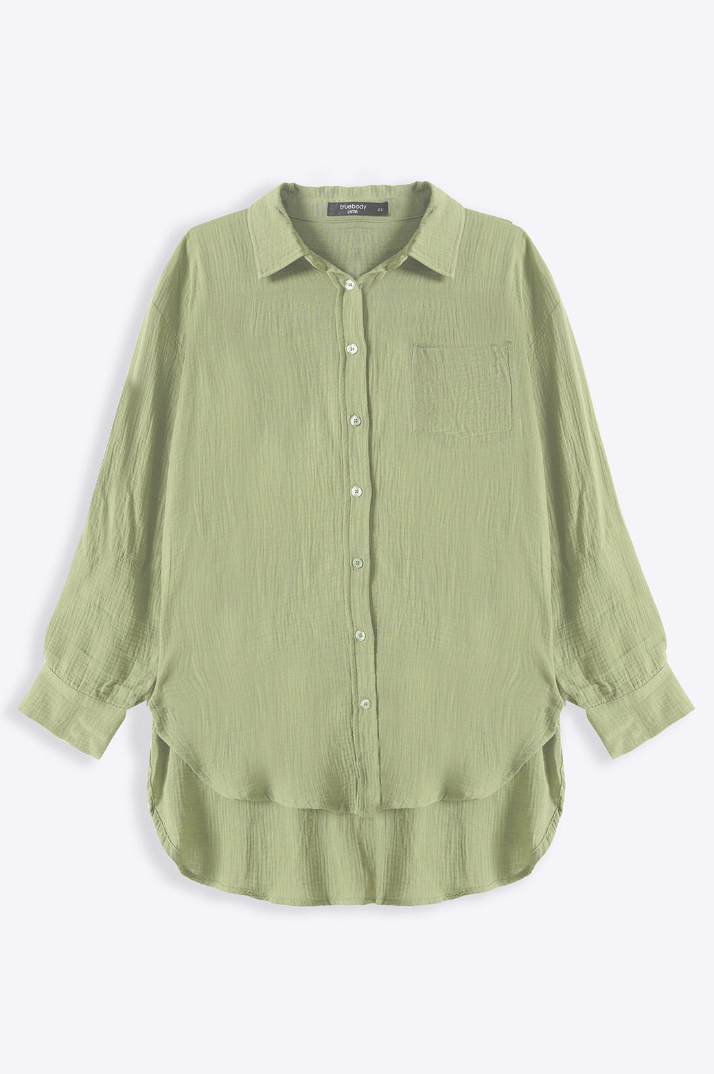 GREEN CURVE MUSLIN SHIRT