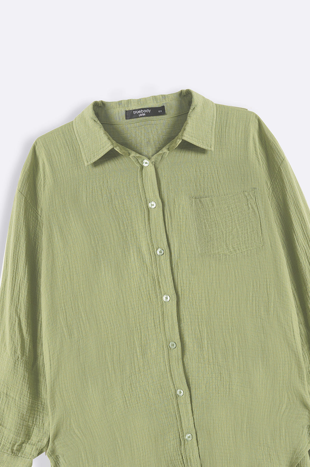 GREEN CURVE MUSLIN SHIRT