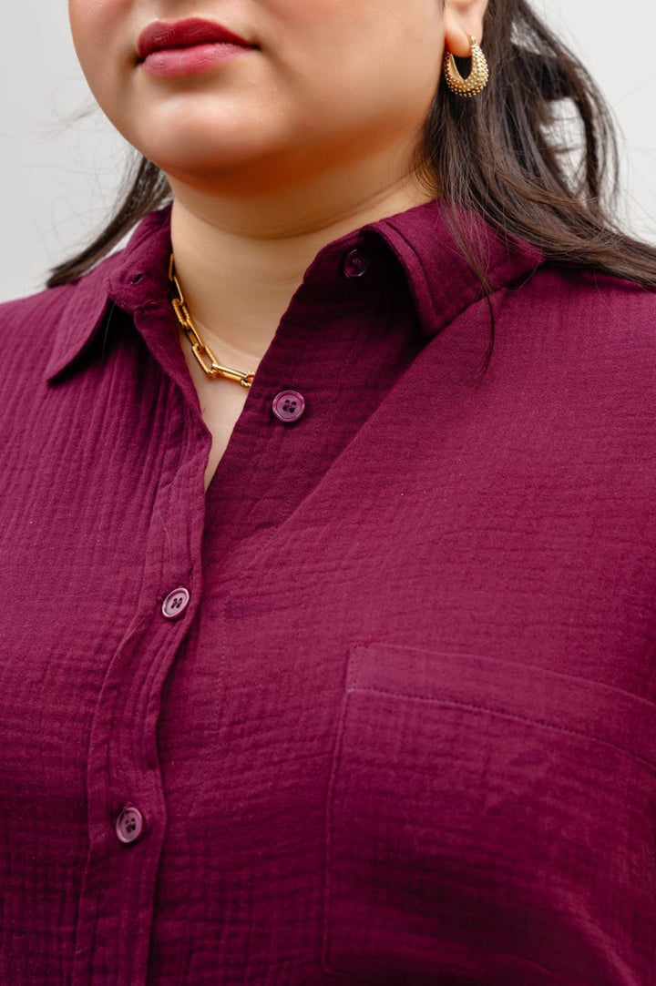 PLUM CURVE MUSLIN SHIRT