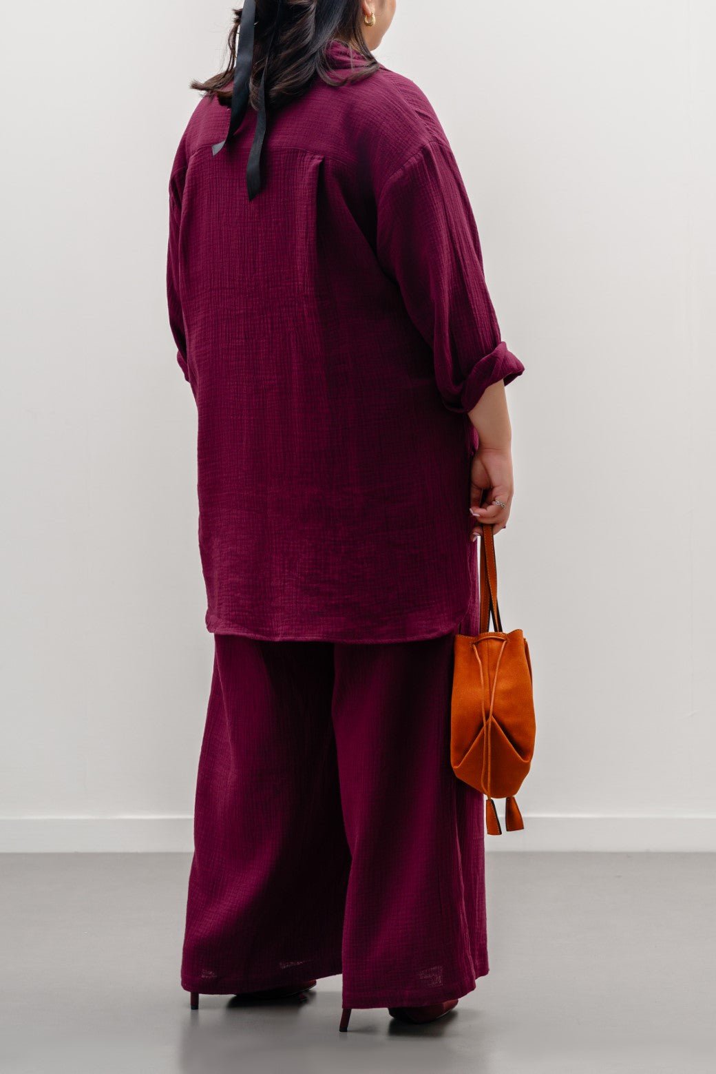 PLUM CURVE MUSLIN SHIRT