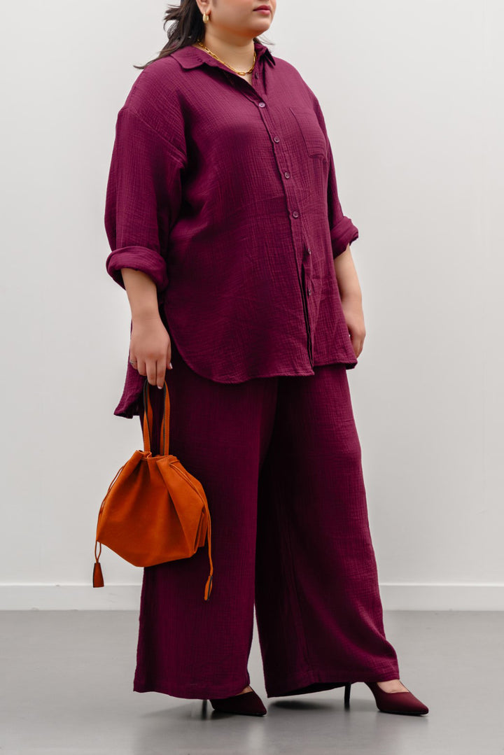 PLUM CURVE MUSLIN SHIRT