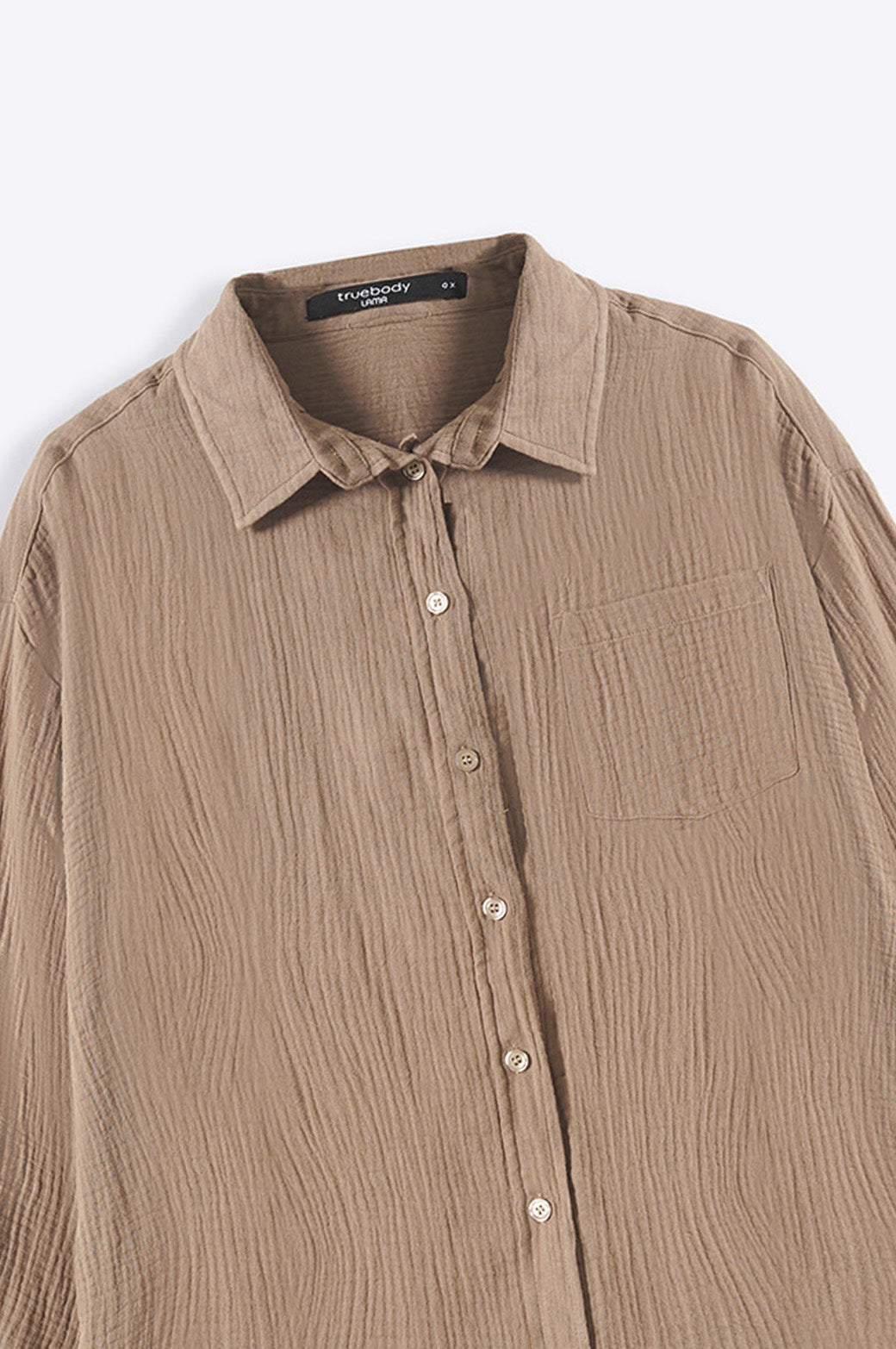 TAUPE CURVE MUSLIN SHIRT