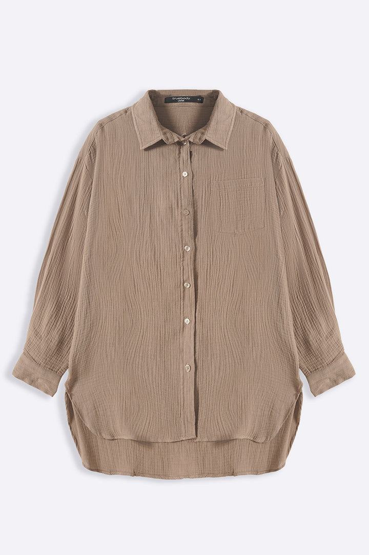 TAUPE CURVE MUSLIN SHIRT