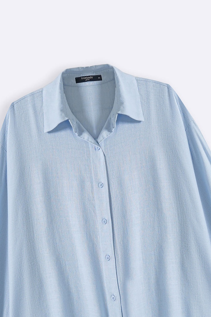 SKY BLUE CURVE LINEN SHIRT