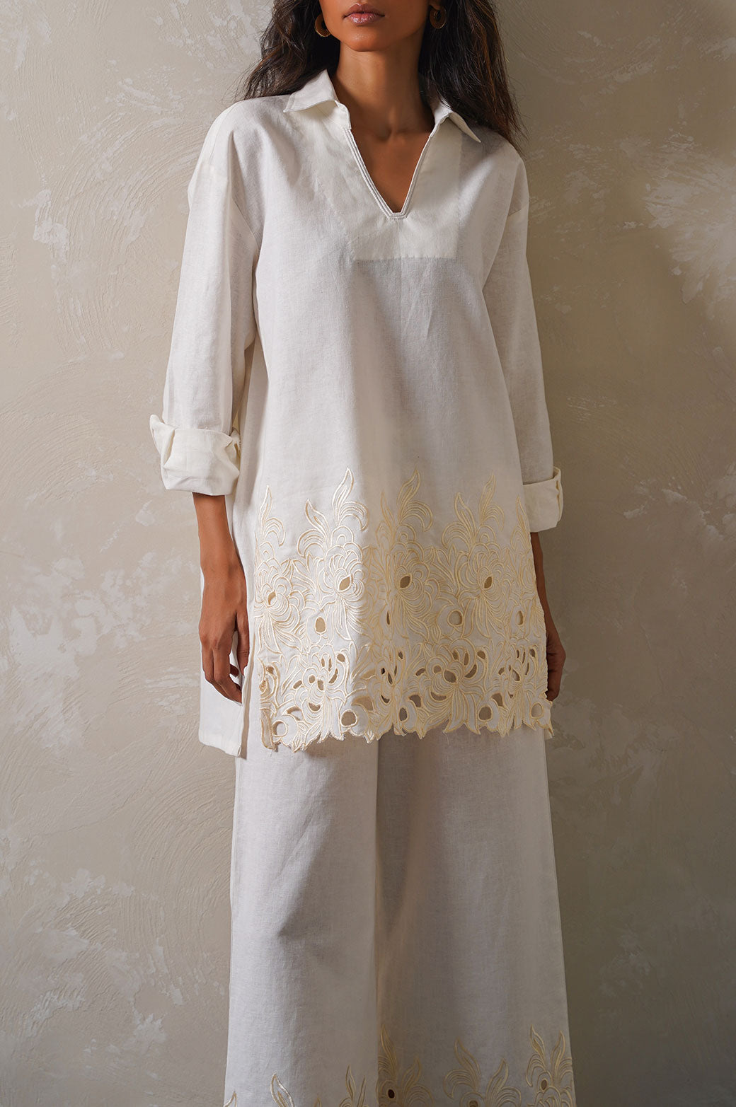 OFF WHITE LINEN LILY TUNIC