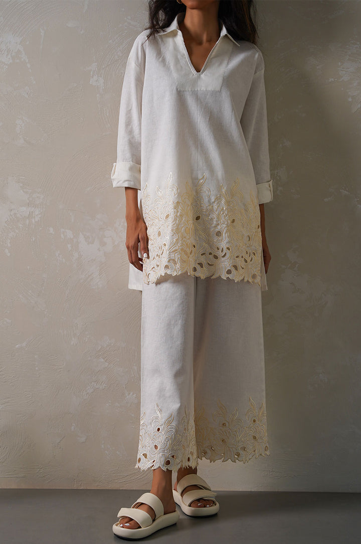 OFF WHITE LINEN LILY TUNIC