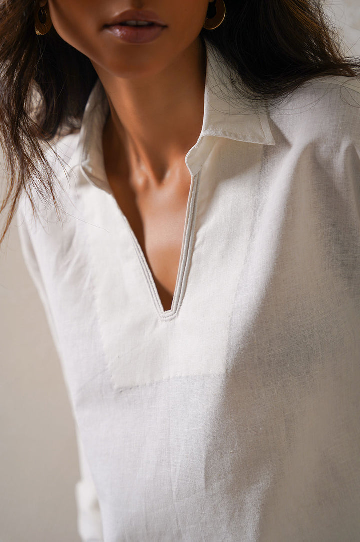 OFF WHITE LINEN LILY TUNIC