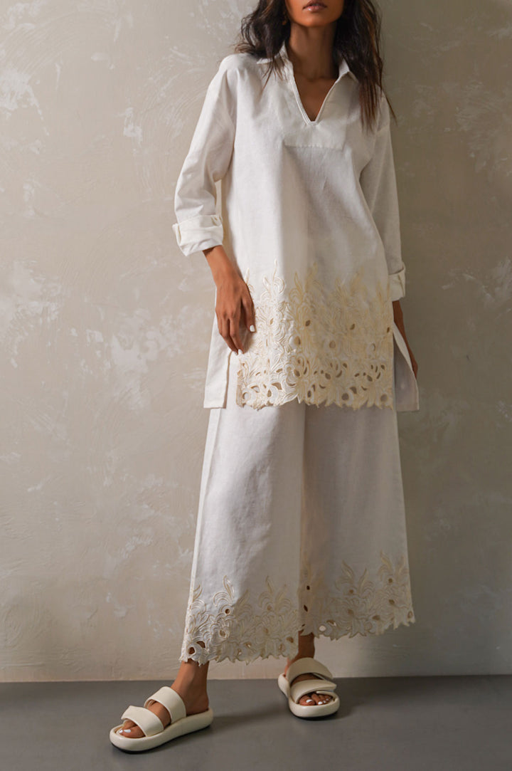 OFF WHITE LINEN LILY TUNIC