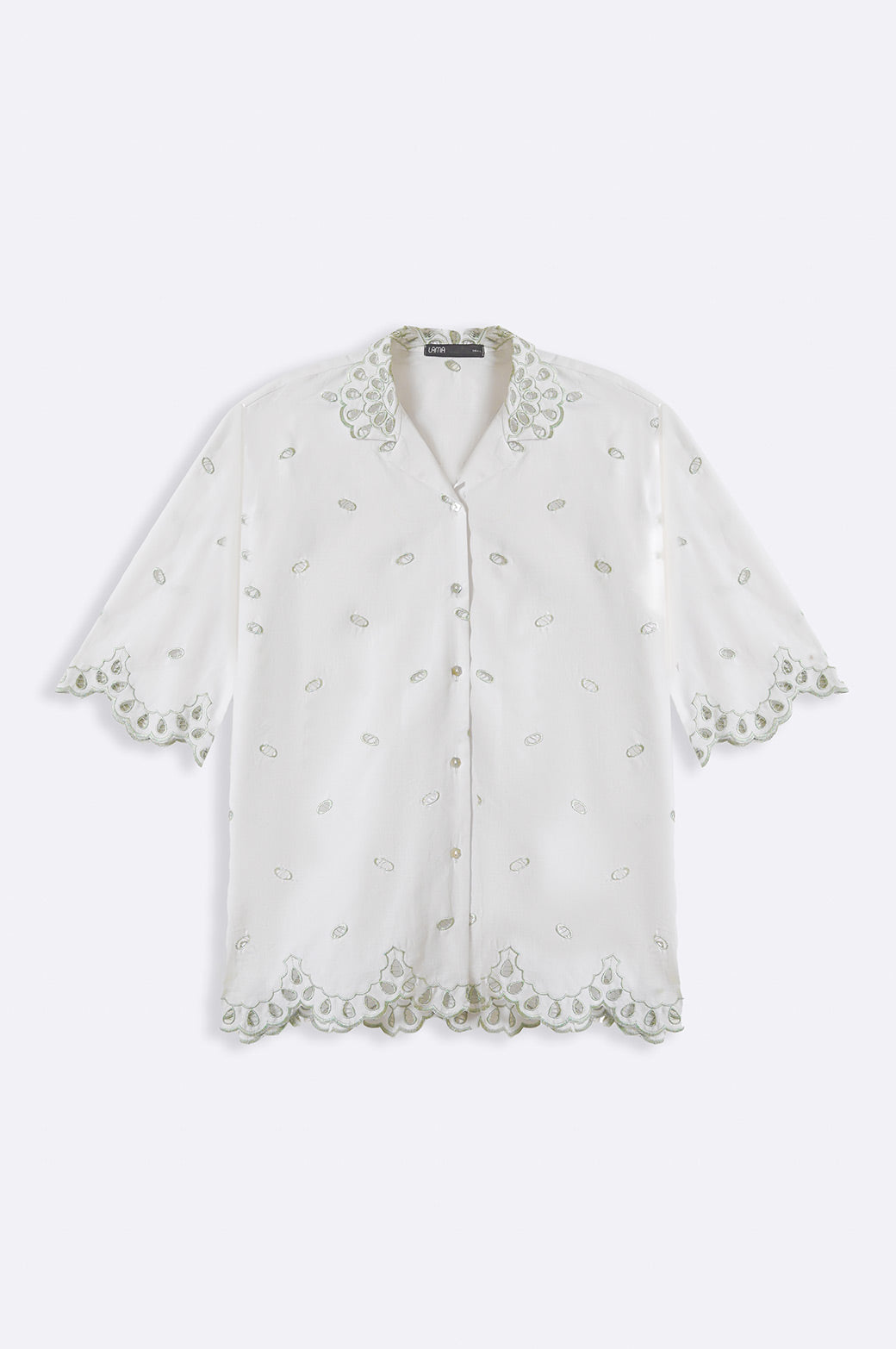 WHITE SCHIFFLI FERN SHIRT