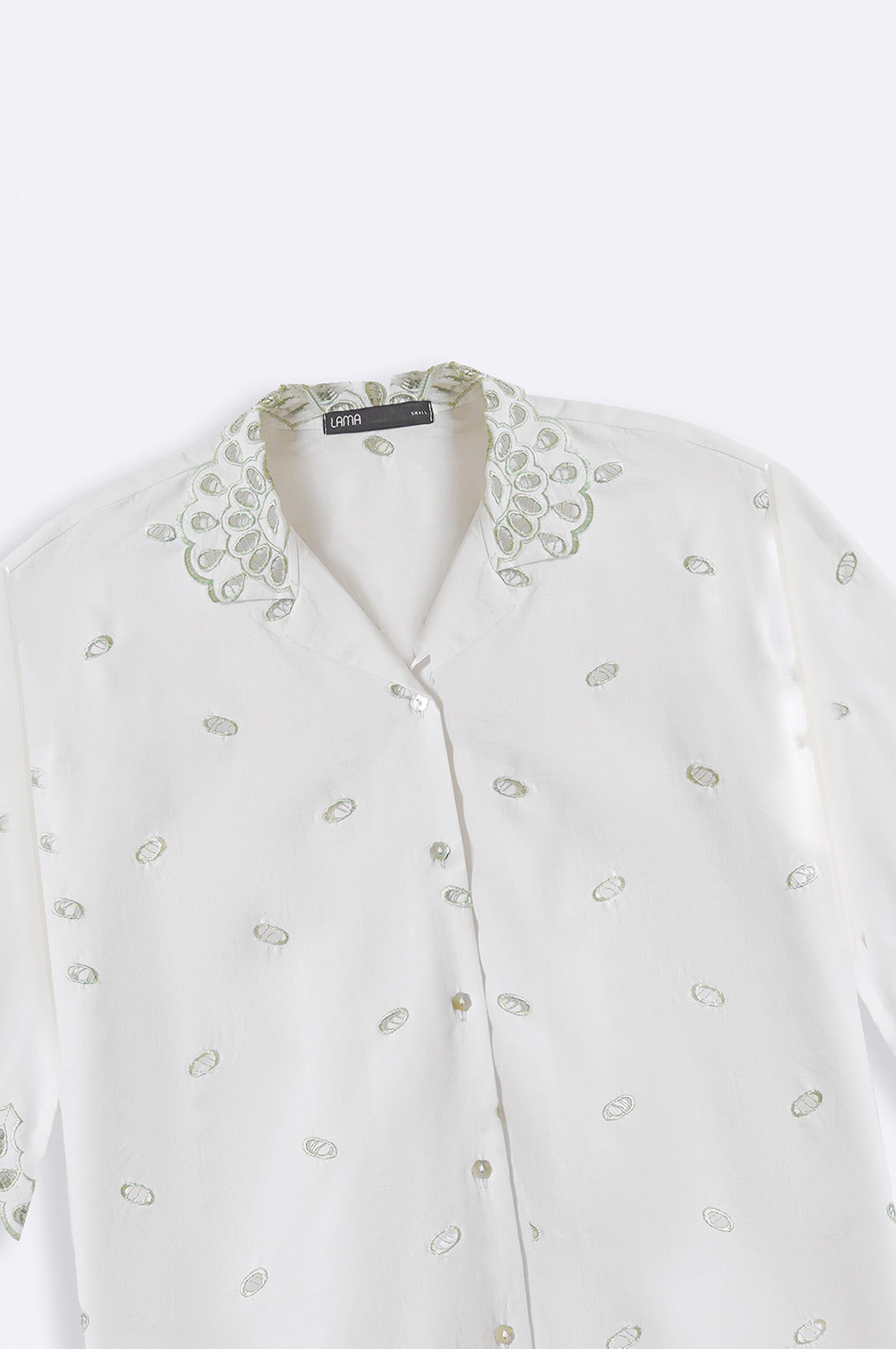 WHITE SCHIFFLI FERN SHIRT