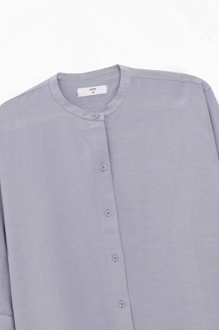 ICE BLUE BAND COLLAR SHIRT