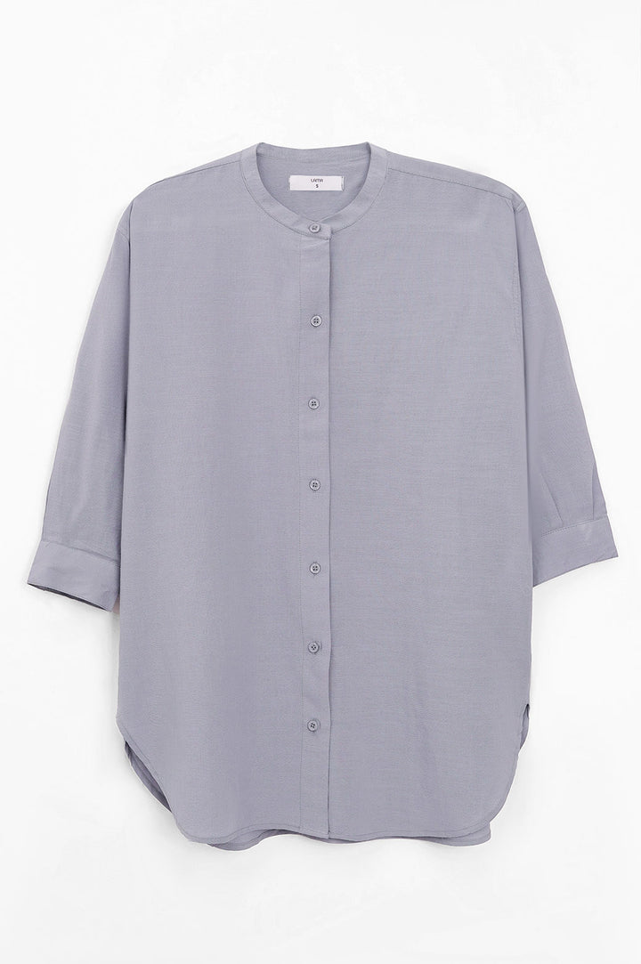 ICE BLUE BAND COLLAR SHIRT