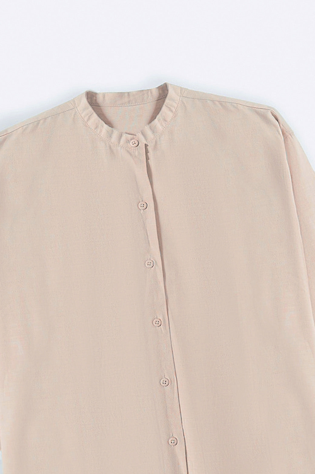 BEIGE BAND COLLAR SHIRT