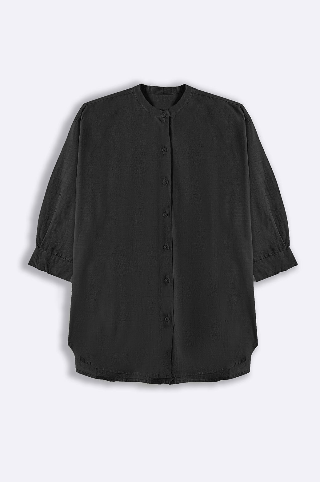 BLACK BAND COLLAR SHIRT