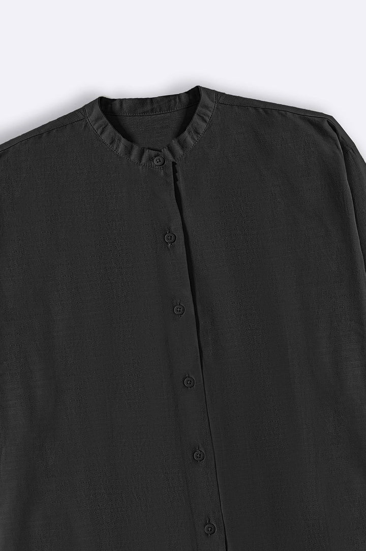 BLACK BAND COLLAR SHIRT