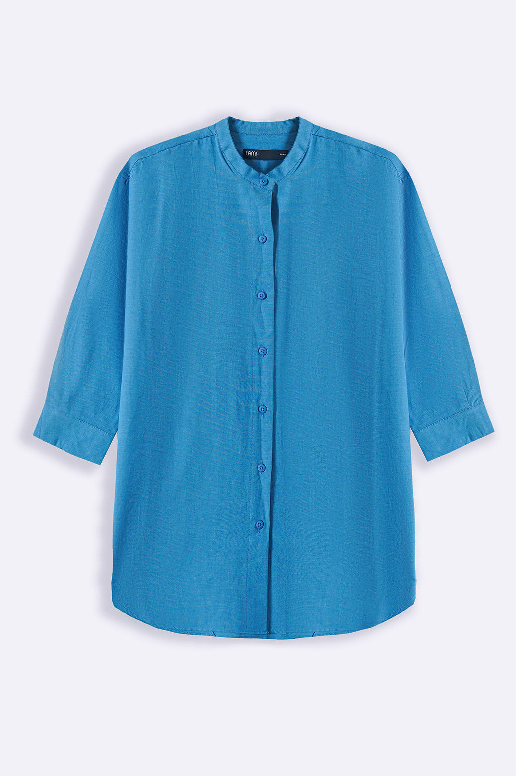 COBALT BLUE BAND COLLAR SHIRT