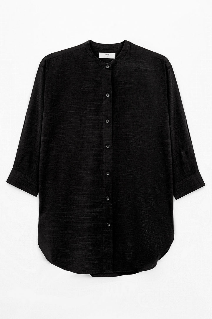 BLACK BAND COLLAR SHIRT