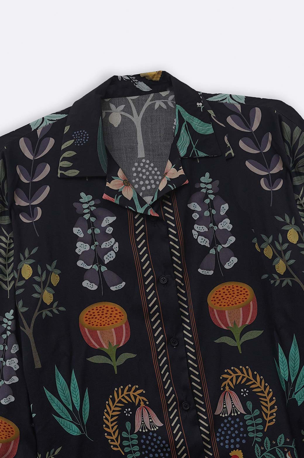 BLACK WHIMSICAL FLORAL SHIRT