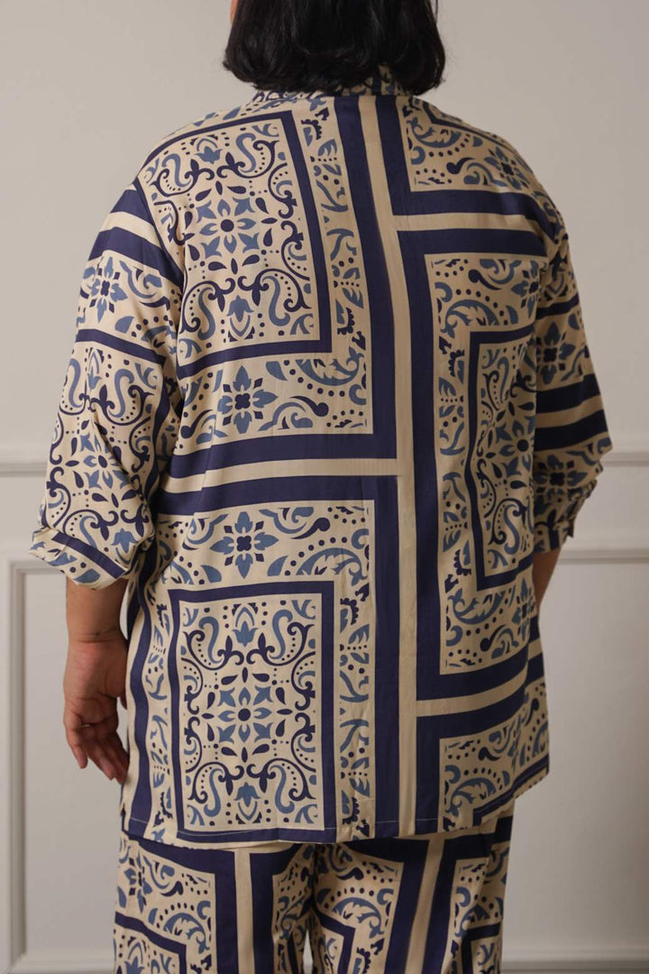 BLUE PORCELAIN PRINTED SHIRT