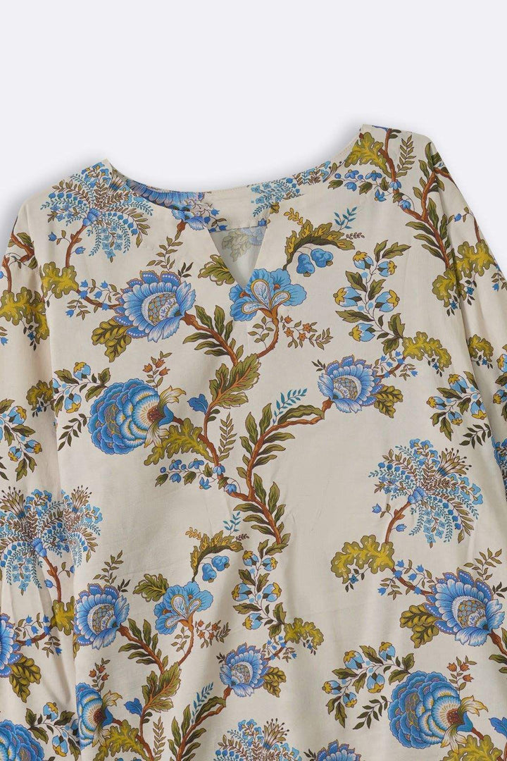 BLUE HYDRANGEA CHINTZ PRINTED TOP