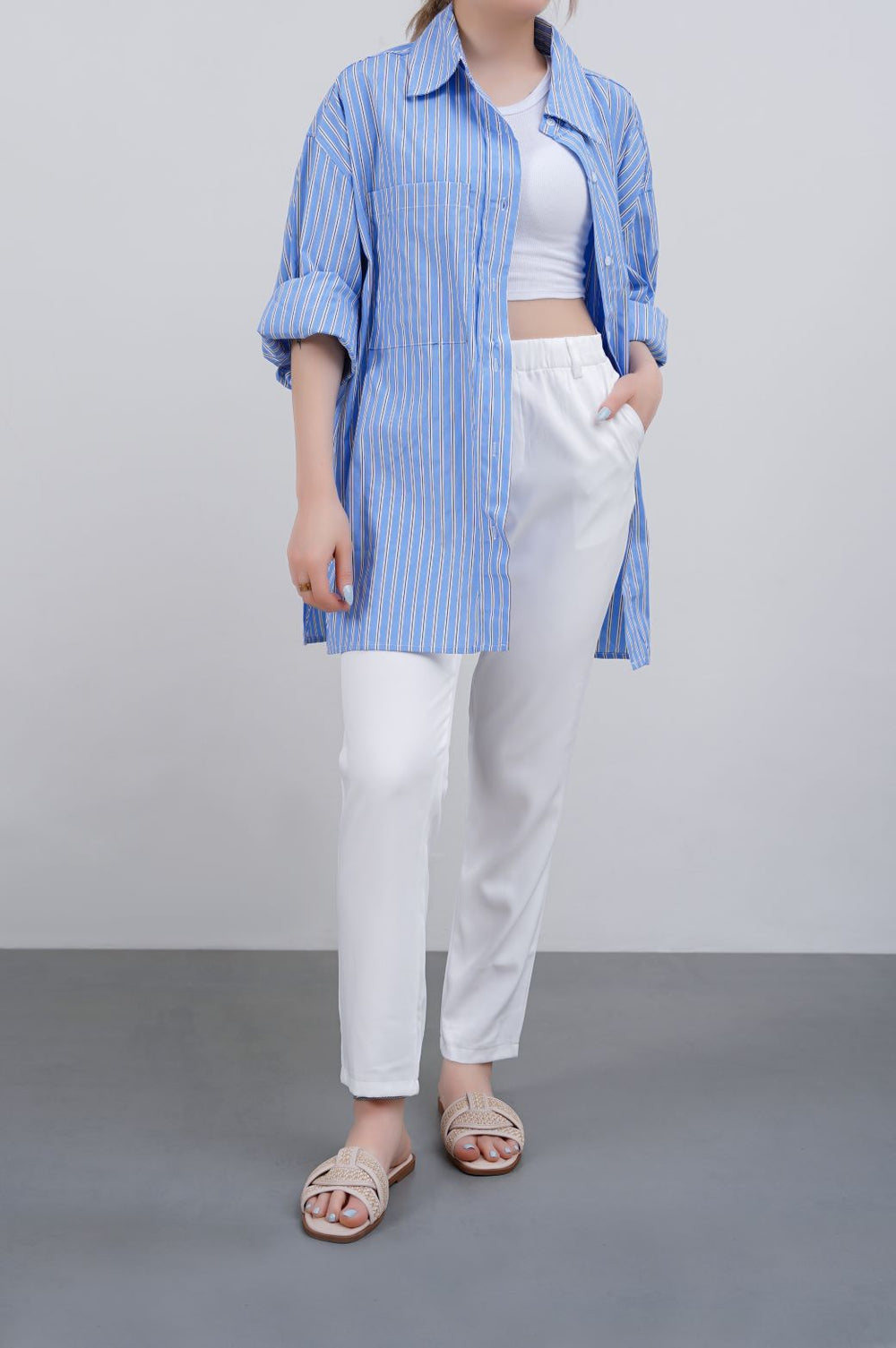 BLUE RELAXED STRIPED SHIRT