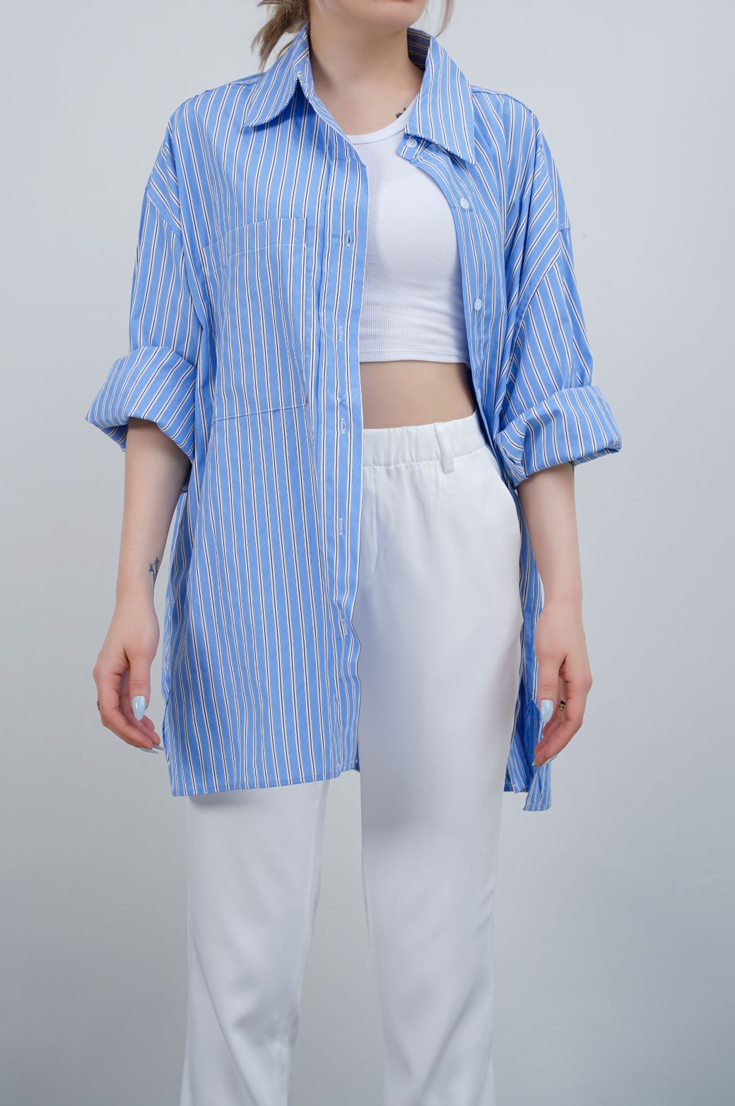 BLUE RELAXED STRIPED SHIRT