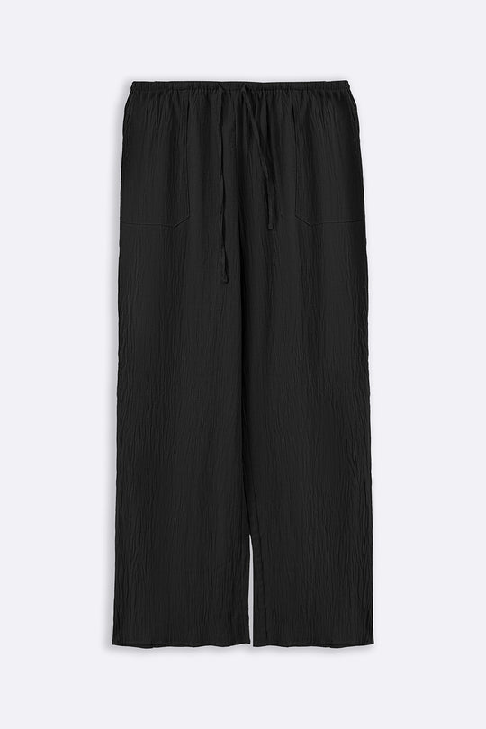 BLACK FEATHER COTTON PANTS