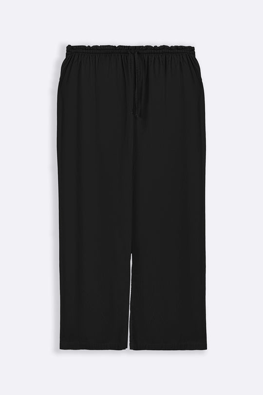 BLACK LINEN EASY TROUSERS
