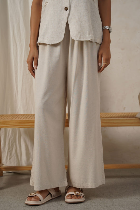 OFF WHITE LINEN EASY TROUSERS