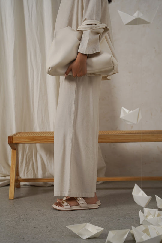 OFF WHITE LINEN EASY TROUSERS