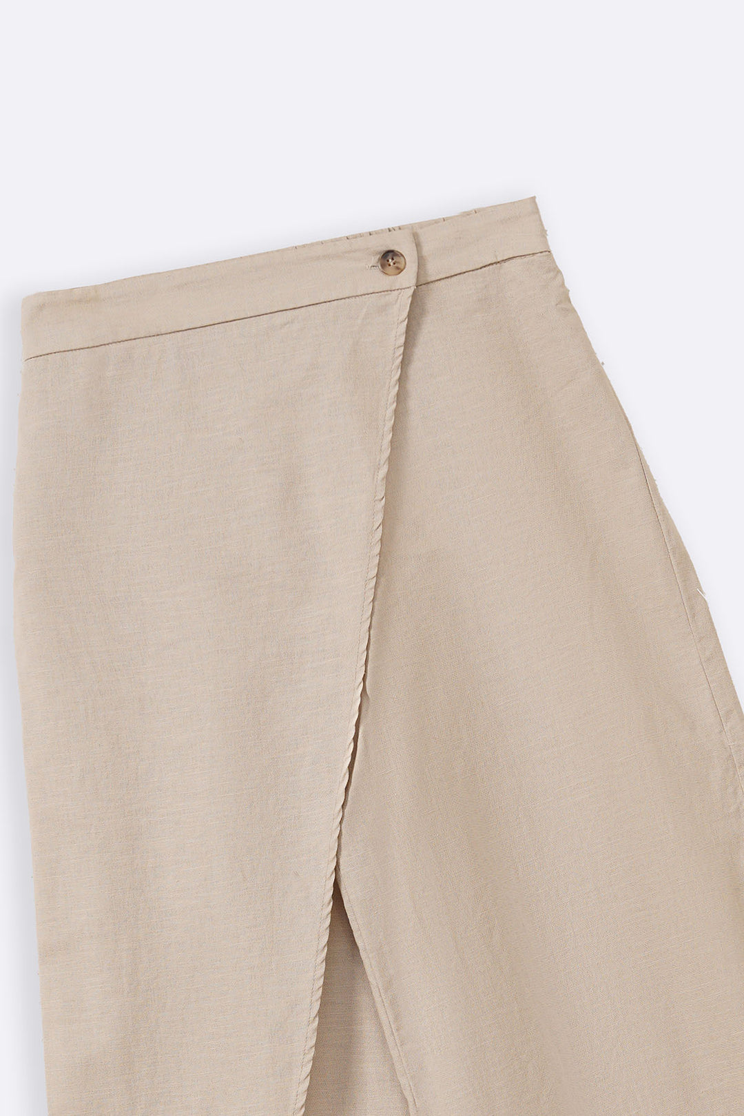 BEIGE LINEN WRAP PANTS