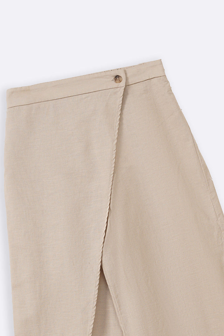 BEIGE LINEN WRAP PANTS