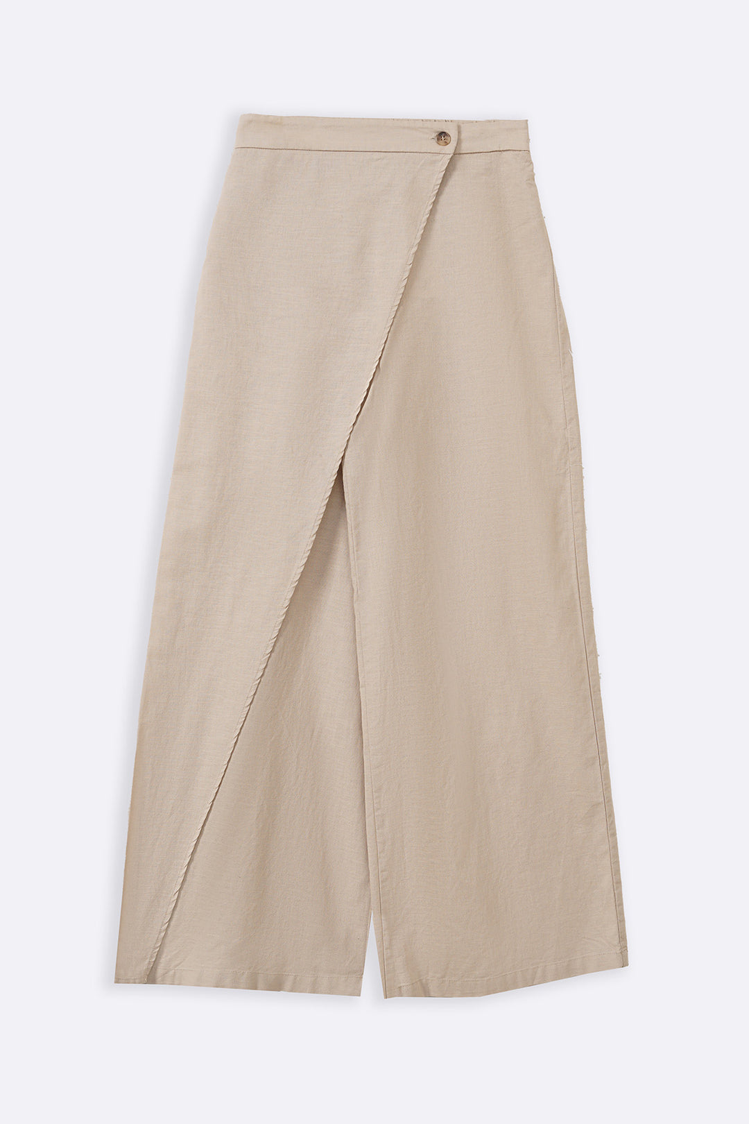 BEIGE LINEN WRAP PANTS