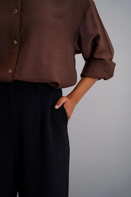 BLACK ANKLE TAILORED TROUSERS