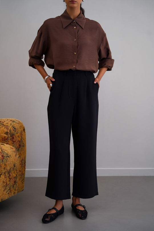 BLACK ANKLE TAILORED TROUSERS