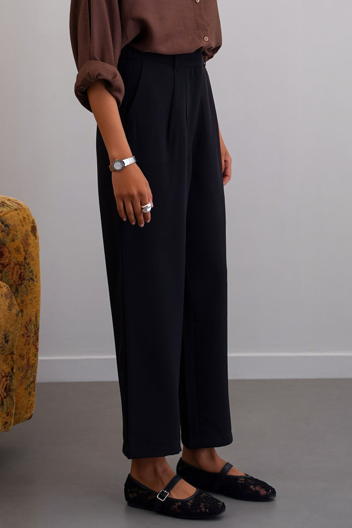 BLACK ANKLE TAILORED TROUSERS