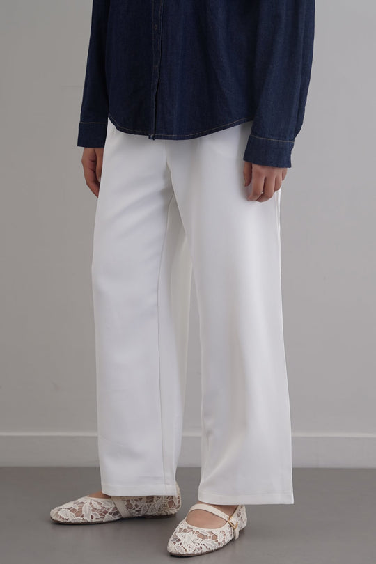 WHITE ANKLE TAILORED TROUSERS