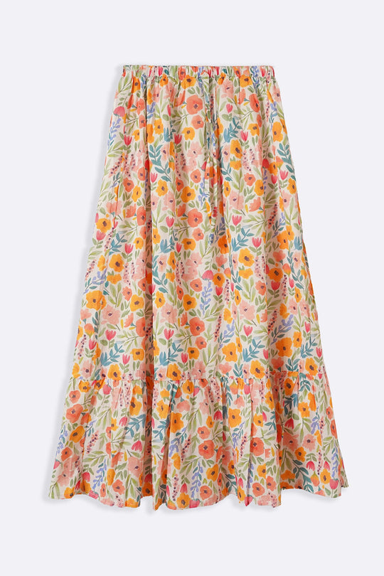 WHITE WILDFLOWER TIER SKIRT