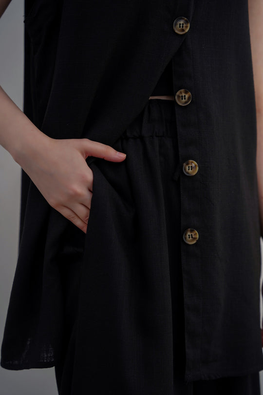 BLACK LINEN CULOTTES