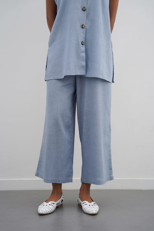BLUE LINEN CULOTTES