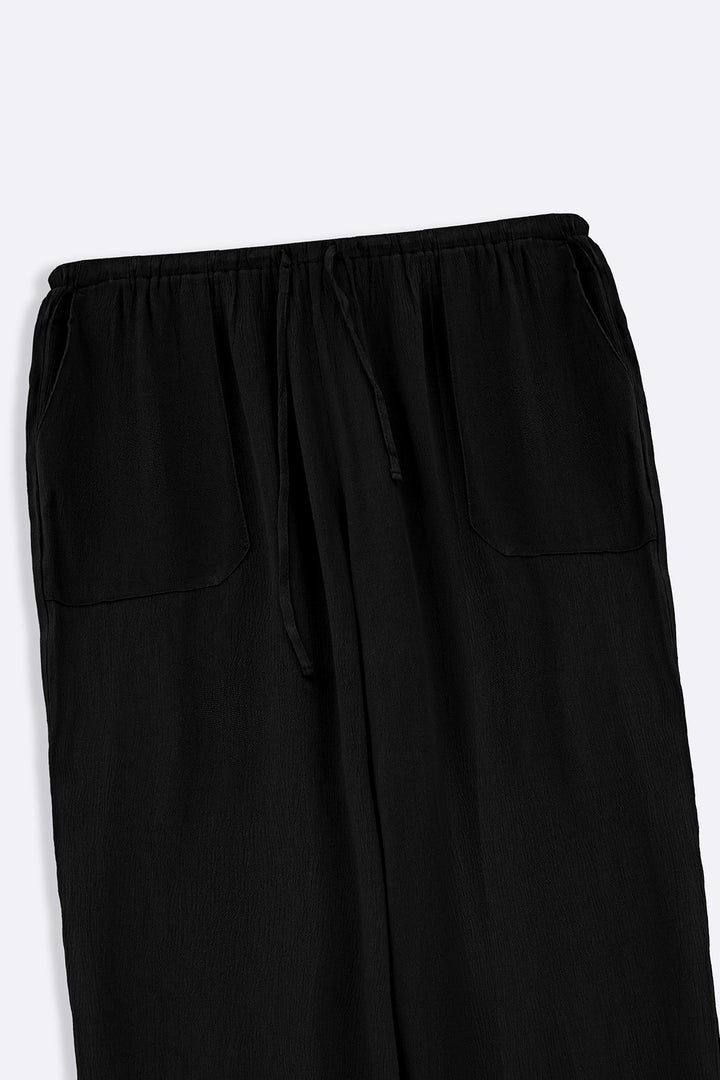 BLACK LONG DRAWSTRING TROUSERS