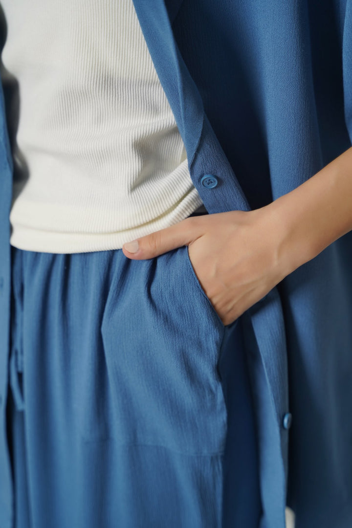 TEAL LONG DRAWSTRING TROUSERS