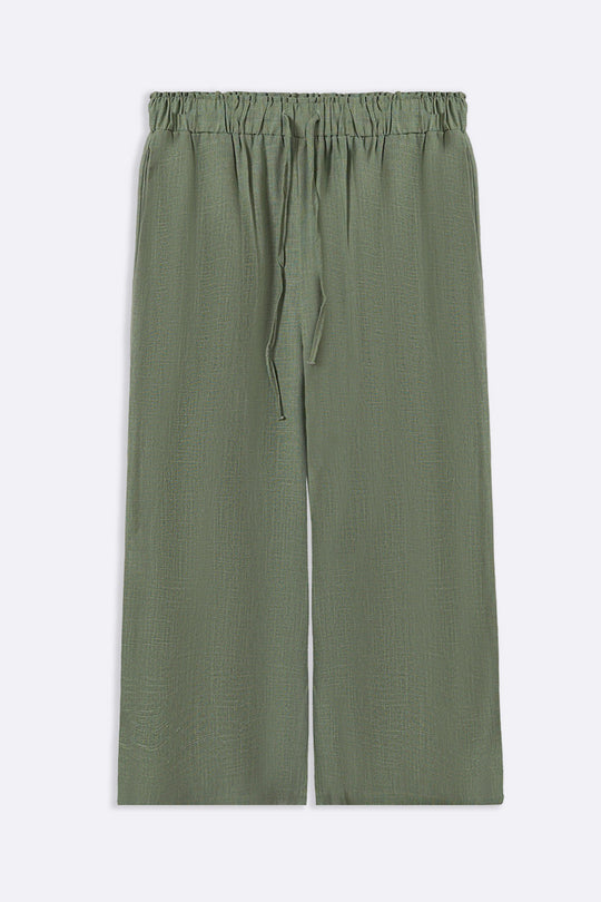 GREEN LINEN BLEND CULOTTES