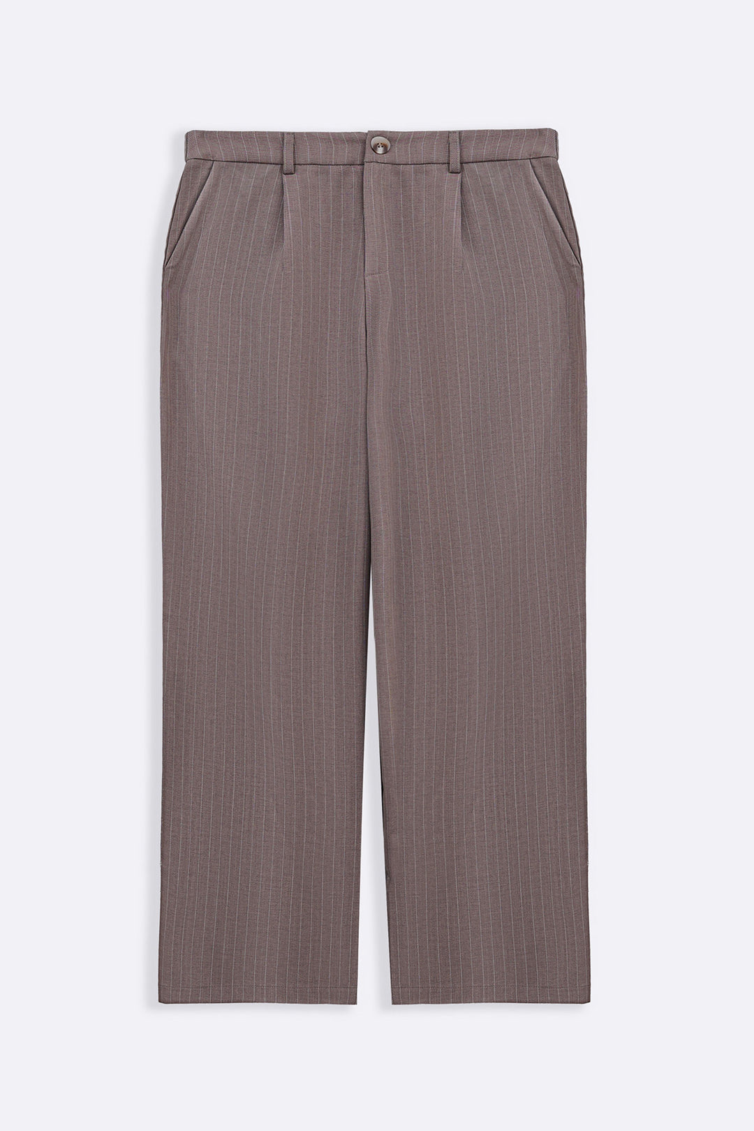 BEIGE TAILORED PINSTRIPE PANTS