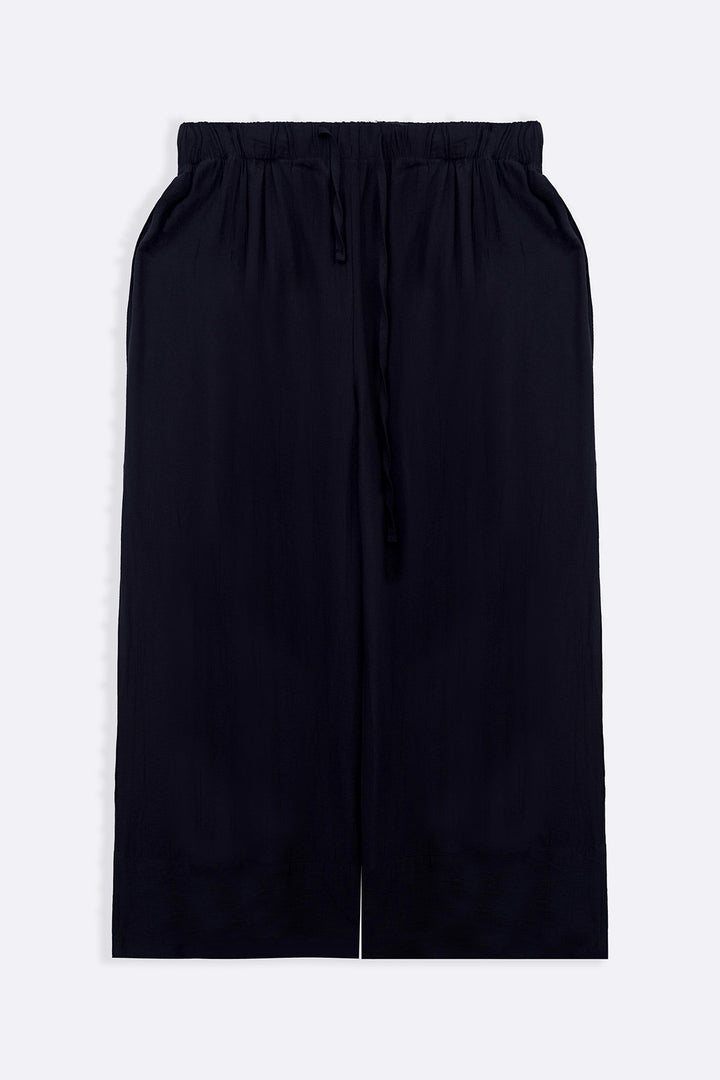 BLACK TEXTURED PALAZZO PANTS