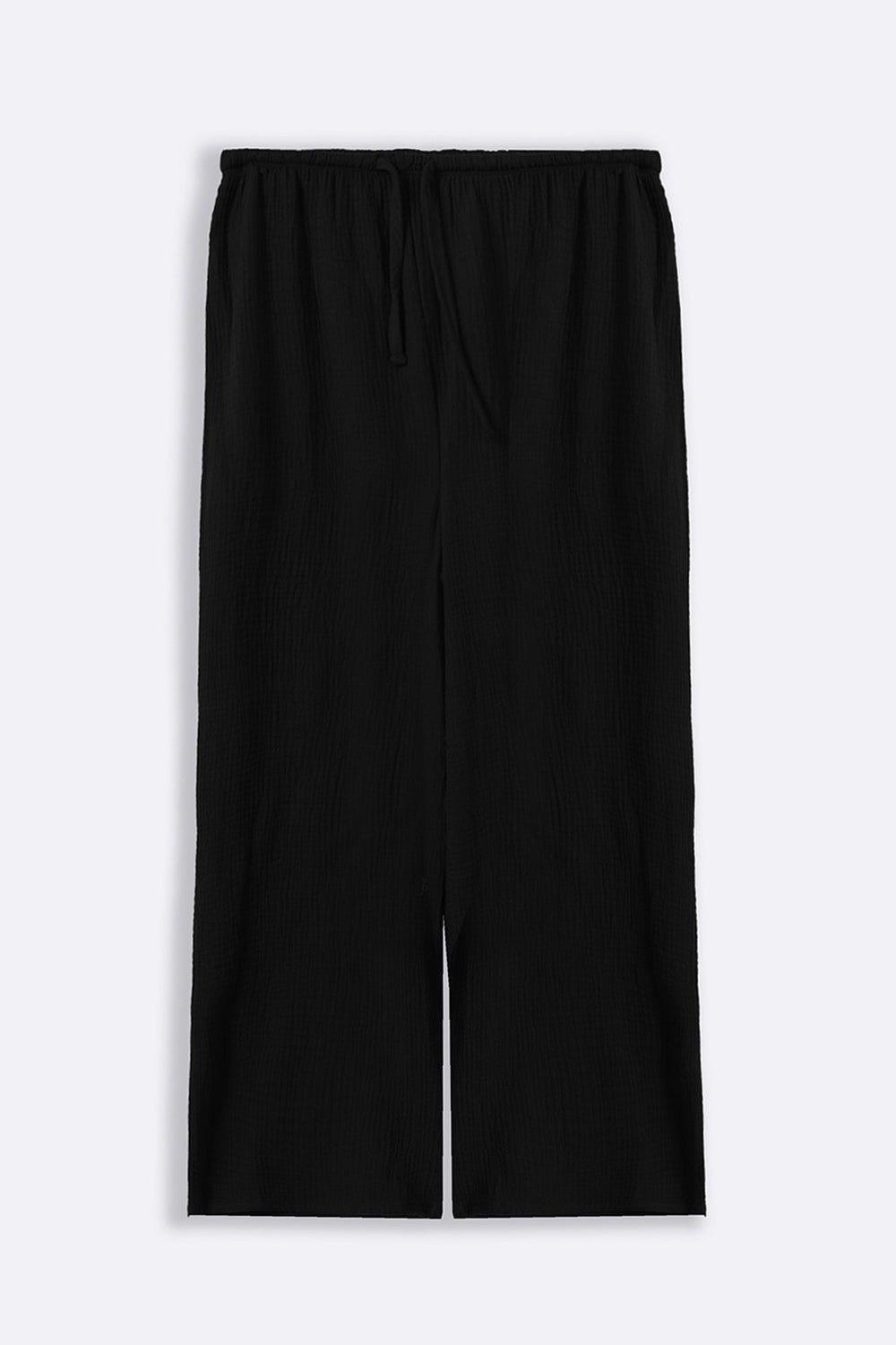 BLACK MUSLIN WIDE PANTS
