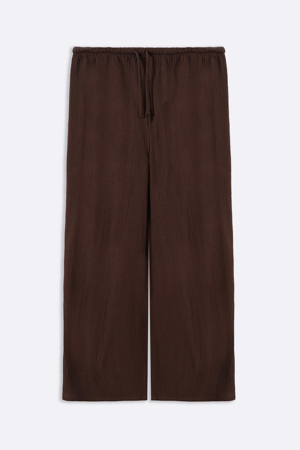 BROWN MUSLIN WIDE PANTS