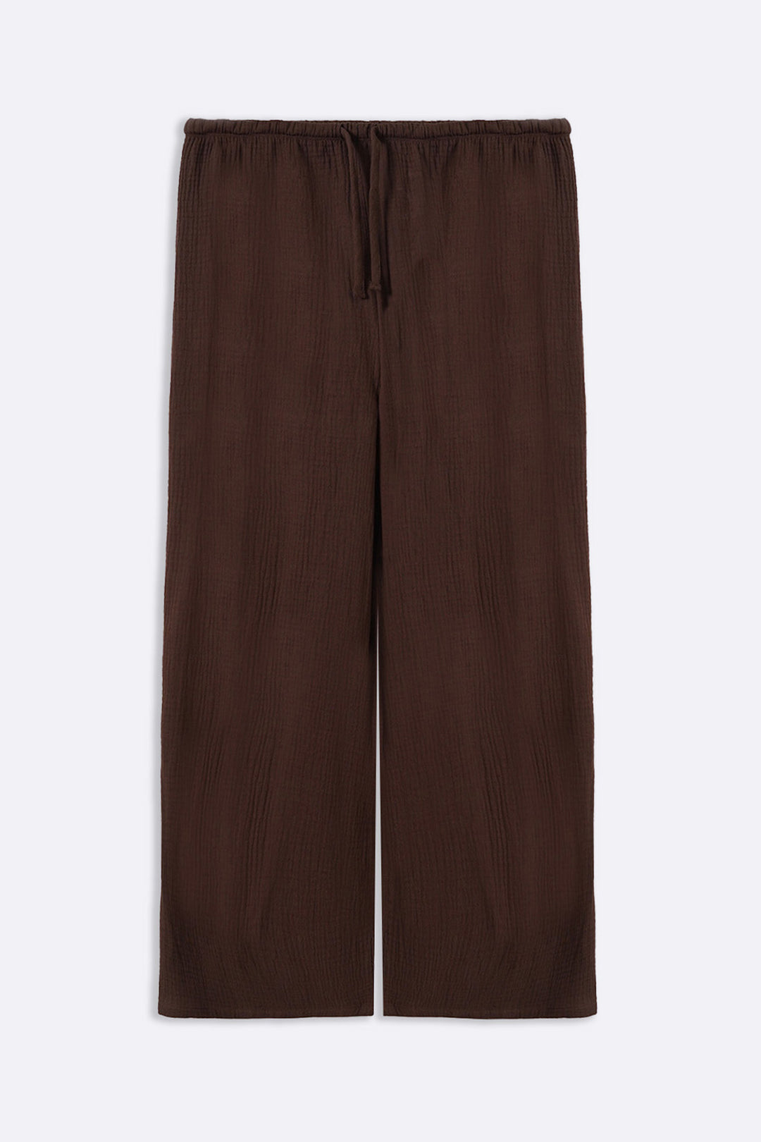 BROWN MUSLIN WIDE PANTS
