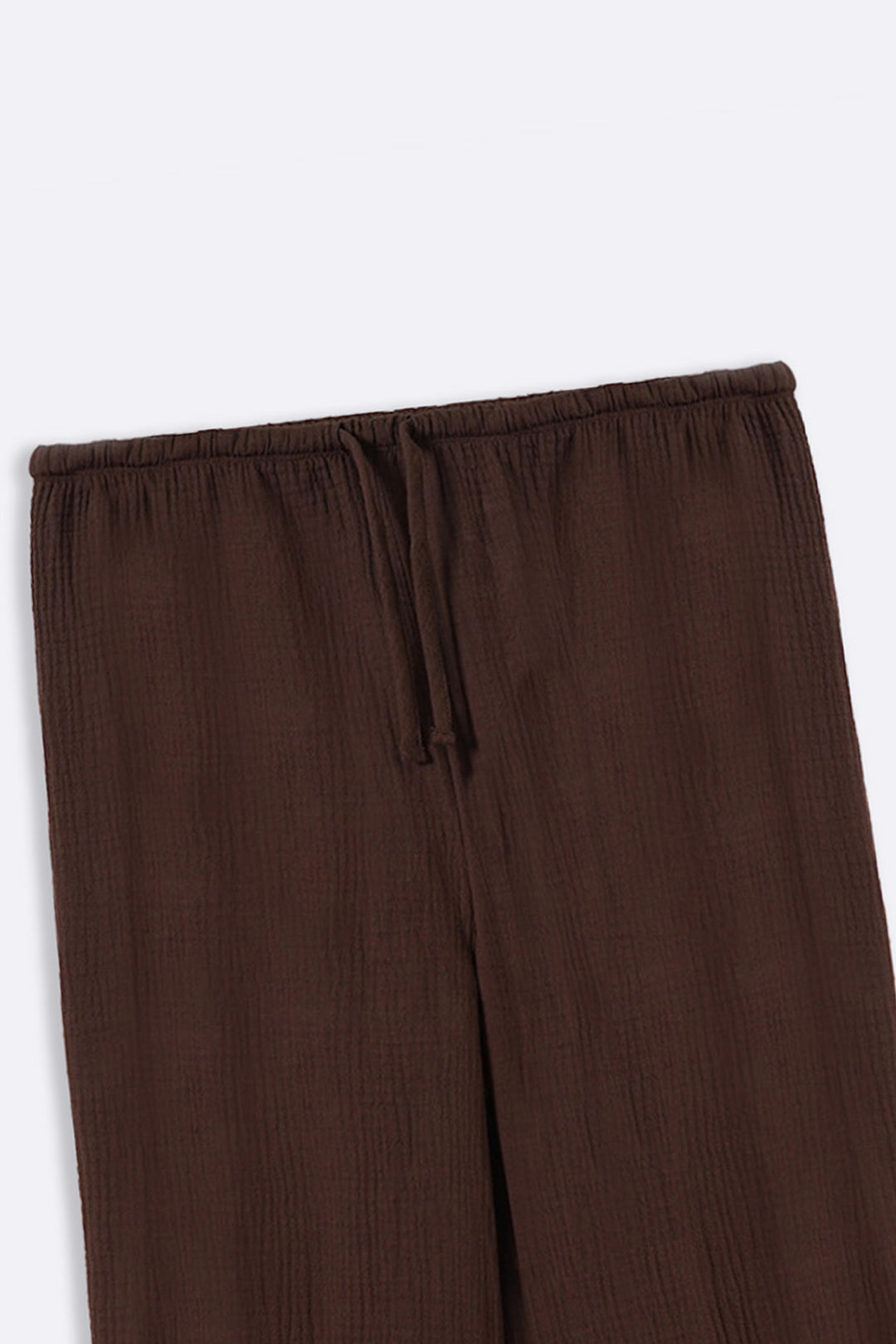 BROWN MUSLIN WIDE PANTS